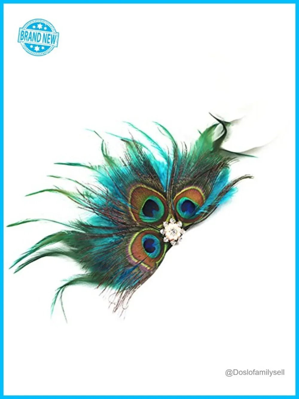 Natural Feather Fascinator Hair Clip Rhinestone Headpiece for Wedding Party
